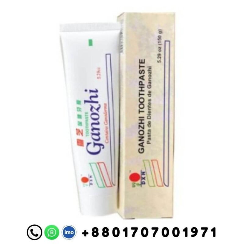 DXN Ganozhi Toothpaste 119g herbal toothpaste with Ganoderma, French description and Bangladeshi contact number for worldwide online marketing