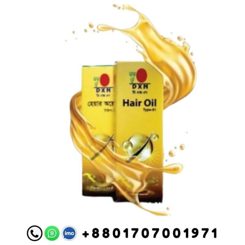 DXN Hair Oil Type-01 100ml product packaging with DXN branding and Bangladeshi contact number