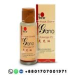 DXN Massage Oil 75ml product packaging with Lingzhi oil label, natural preparation text and Bangladeshi contact number